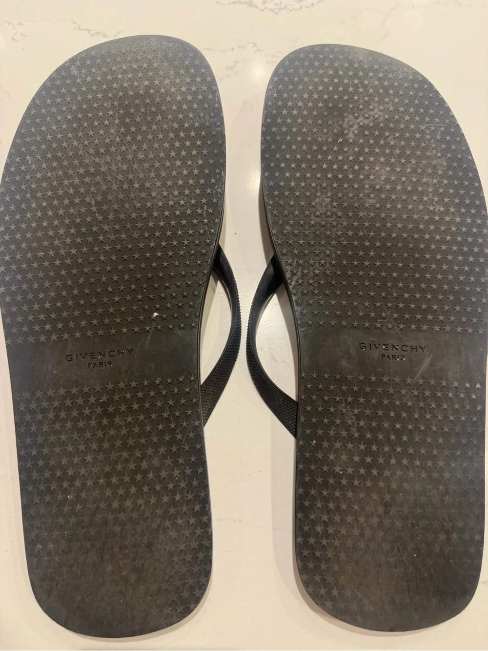 Givenchy Black Star-Textured Flip Flops